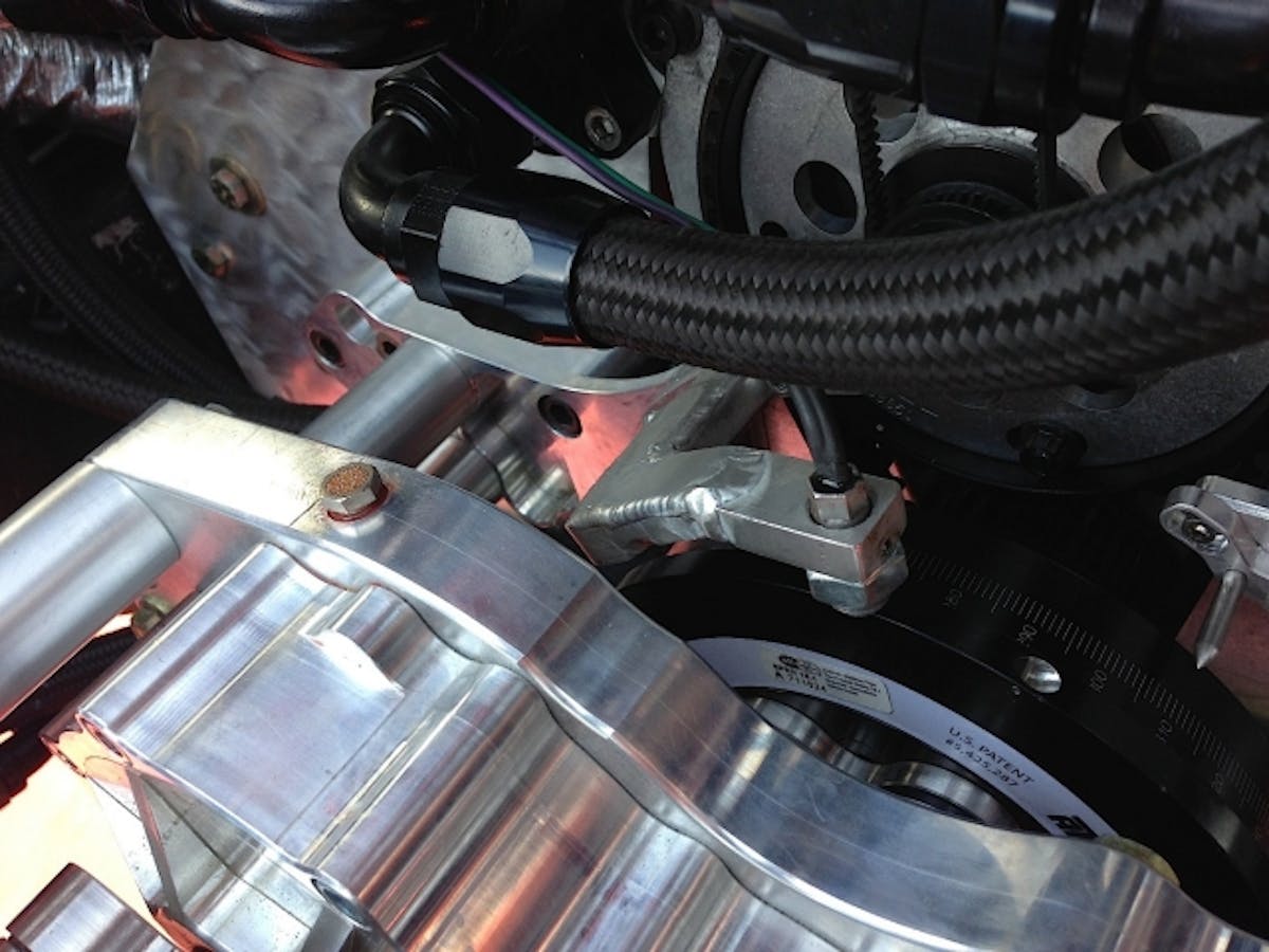 We got on the phone with MSD's Joe Pando, and he helped us identify our crank trigger as a potential culprit. He felt like the way we mounted the crank trigger was likely to be causing a high RPM flutter. Nothing we could do at the track, so we closed the crank trigger gap to .040-inch and hoped that helped.