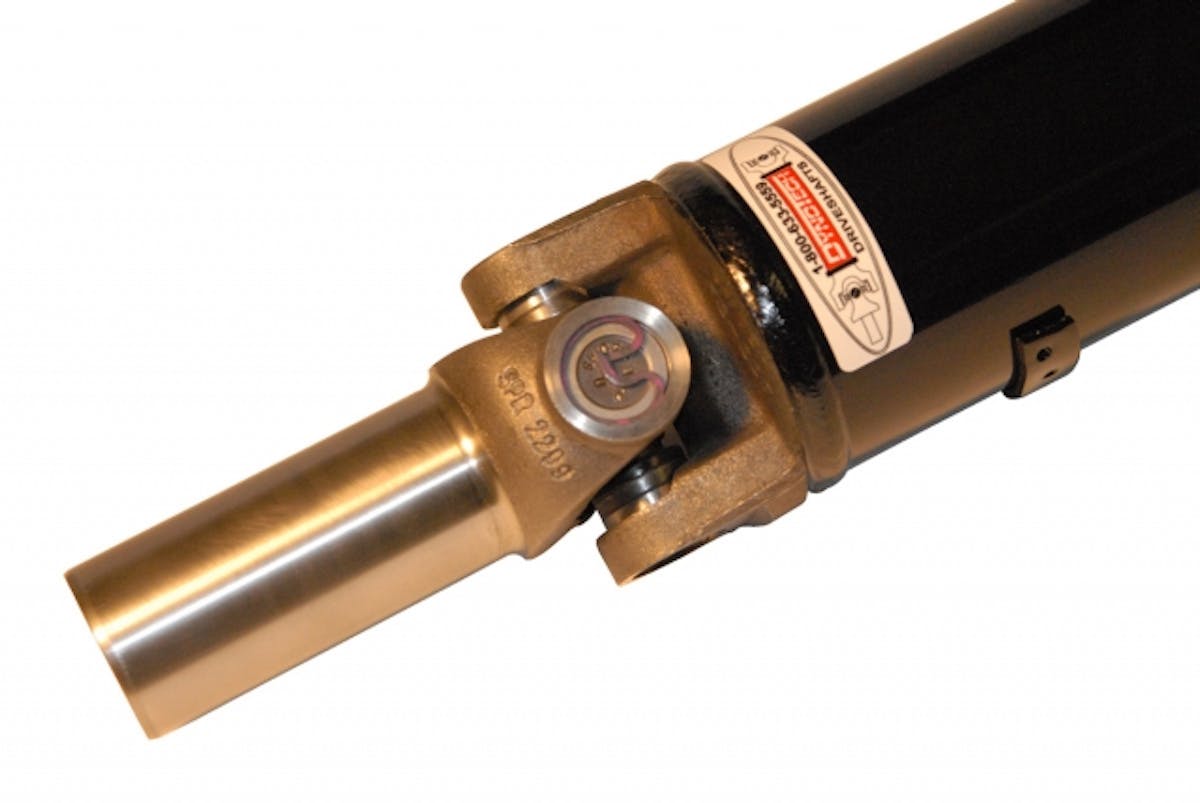 Dynotech produces both mild steel (Drawn-Over-Mandrel) and Chromoly steel driveshafts. They offer a clear trade-off, with the Chromoly material offering the superior strength, while carrying a slightly higher -- albeit virtually indistinguishable -- weight.