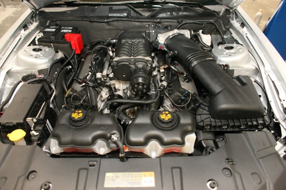 All finished with the Stage 1 system - it looks factory-installed, which is the the main appeal of Roush's supercharger systems.