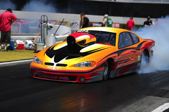 Randy Walker, quickest in yesterday's test and tune, ran 6.692 to lead qualifying, followed by Gary Ross (shown here) with a 6.751 and carrying almost 20 MPH through the traps on Walker's El Camino. Scott Oksas is in third with a 6.816, with the next three cars stretched through the mid sevens.