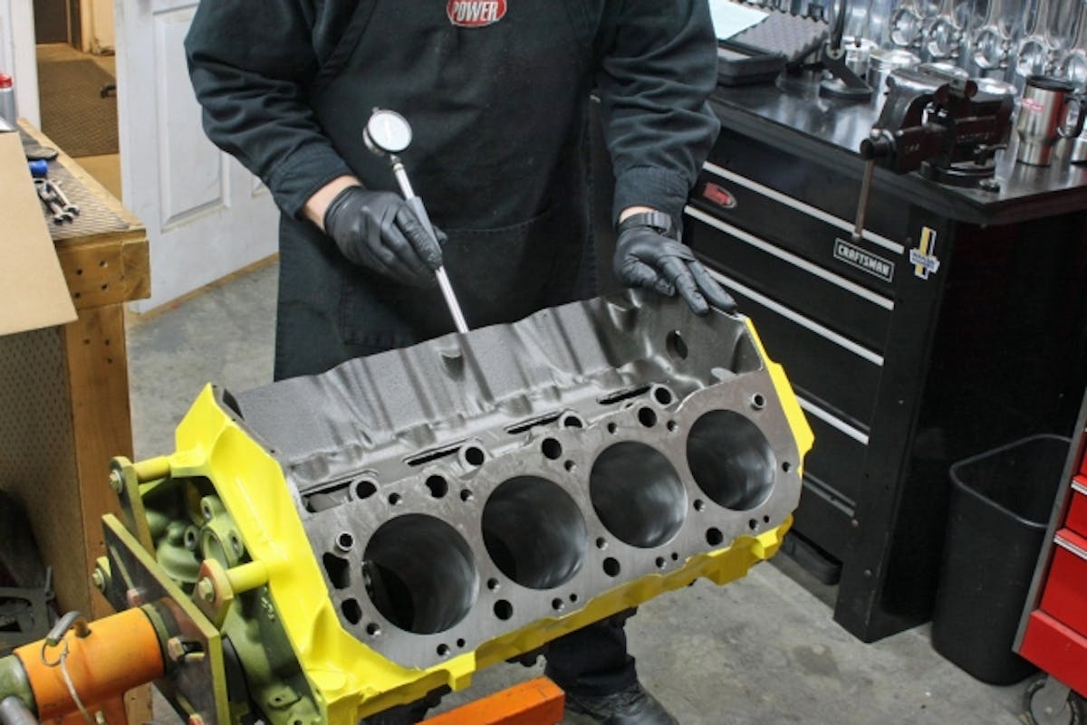 Measuring the bore after final machining operations are complete is critical - it allows Hardcore to place each measured piston in the best cylinder to complement those dimensions. These measurements are taken in ten-thousandths of an inch.