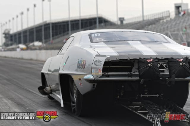 Billy Glidden took down No. 1 qualifier Jeff Naiser in the semis on holeshot, but puffs out of the pipes on the big end spelled disaster for his final round hopes. With Glidden unable to make the call, Bob Rahaim only had to take the tree to earn the Pro Nitrous crown. But taking the tree isn't what Rahaim had in mind, as the silver Camaro rocked out low elapsed time of the weekend at 3.84 seconds on the single.
