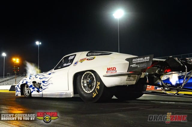 We don't think any further explanation is need why we love tubos cars as Todd Moyer (near lane) and Mike Murillo pour the coals to their respective rides on the starting line to build boost in the third round of qualifying.