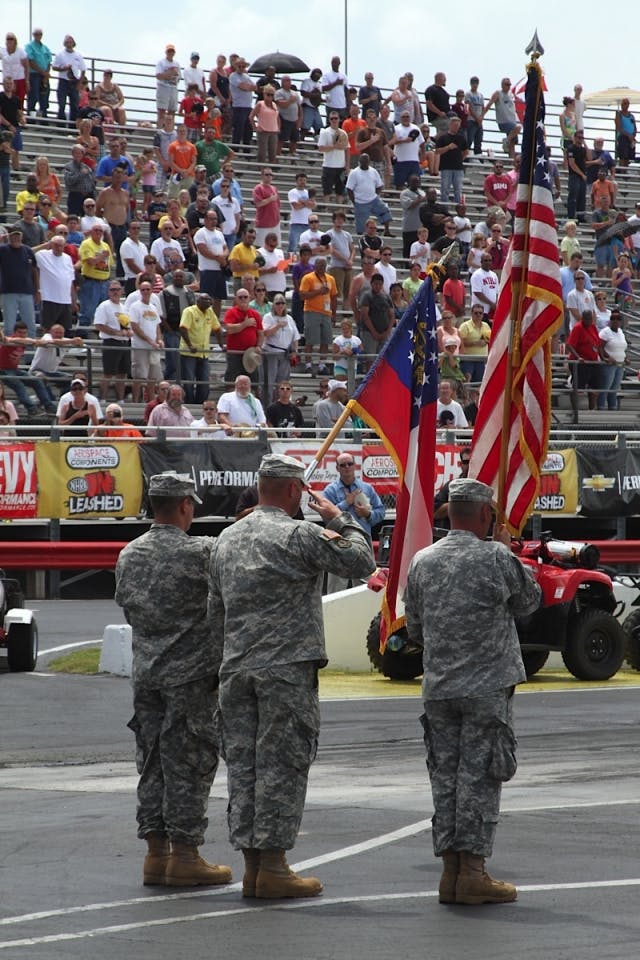 The "opening ceremonies" actually kicked off at about 2:30 in the afternoon after first round - the Georgia National Guard was on hand to take care of Color Guard duties.