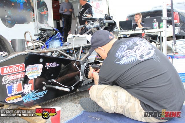 Cecil Towner was doing the clutch maintenance on Jeremy Teasley's bike when I stopped by their pits. Brian Schnitz is driving for Teasley during Thursday test session as he wont be here until Friday. The two bike team is based out of Orient, Ohio and uses Wizards of NOS Pulseoids developed by Trevor Langfield who is based in South Yorkshire, England