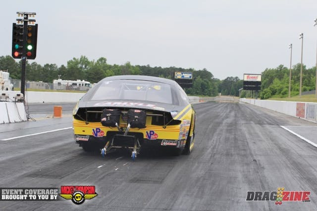 Brian Gahm left hard on this run netting a 4.11 @ 175 MPH for the Extreme Pro Stock Racer.