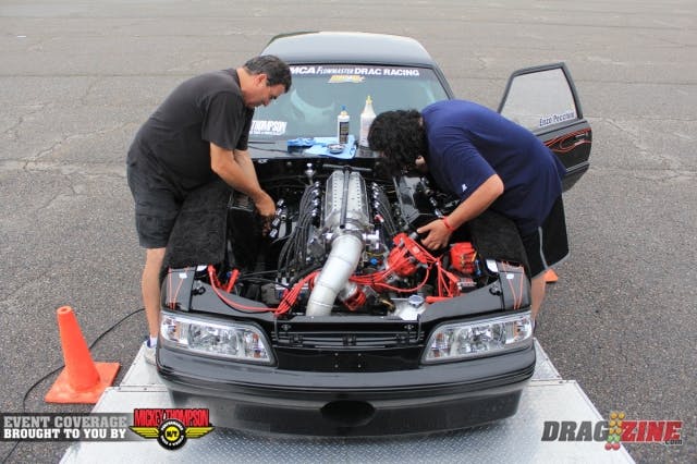 Canadian racer Enzo Peccini made the trip down to Virginia from, he runs a Brad 8 Hemi with an F3R Procharger. Over the winter he upgraded the fuel system with new, larger manifolds and -6 line feeding 2 Mark Micke 550 injectors per cylinder. A new intake from CFE was installed after the Lights Out IV in February at South Georgia Motorsports Park.
