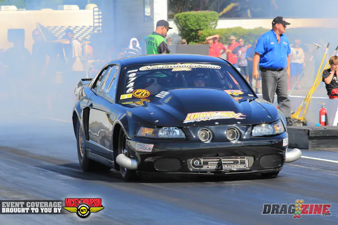 re off pace due to a tricky track surface despite the Traction Twins best efforts. Due to rain earlier in the day the entire surface had to be re-prepped and round one qualifying didn't begin until around 4 PM, making the track temp soar to well over 100 degrees, not the friendliest surface for the Drag Radial tire.