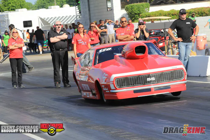  Moan for top qualifier in Top Sportsman after running identical 4.132 ET's. The tie breaker was Musi's  faster 174.66 MPH which was also top MPH for the round.