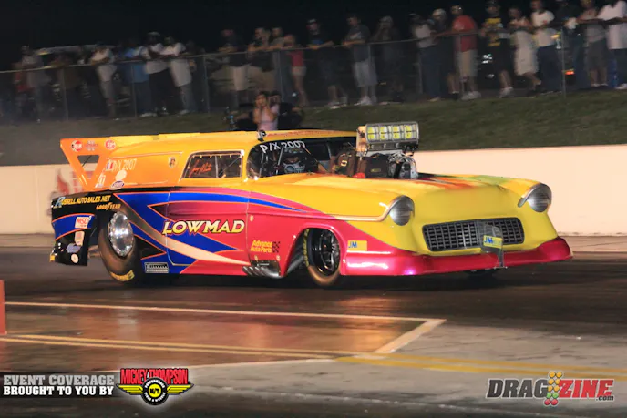 David Elsberry is the LowMad car owner driven by Joey Martin. Martin who is the current Pro Extreme point’s leader by 90 over Jason Scruggs. He made a jump after taking Scruggs out in round one in Cordova but they struggled in qualifying and sit thirteenth and will face off with Scruggs in round one today. After teammate Brandon Snider had good luck with the Goodyear tires they are running them here this weekend.