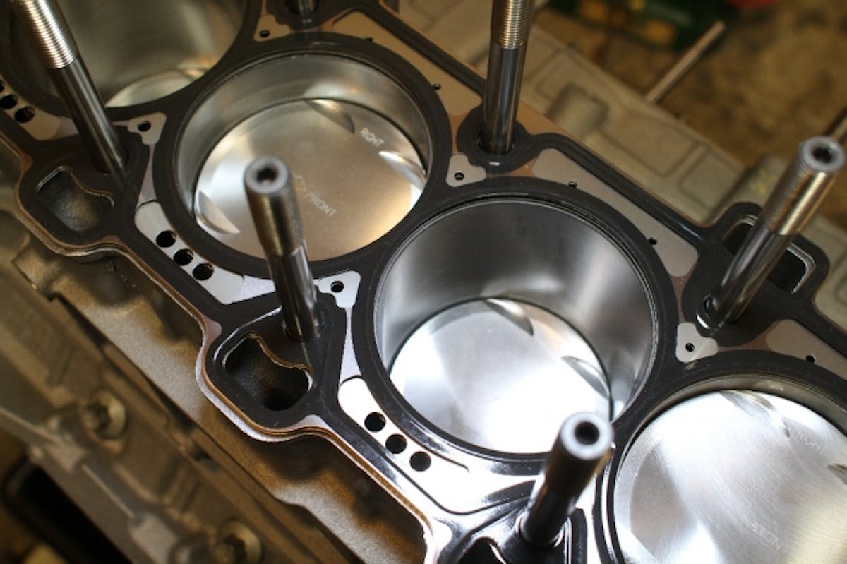 The Ford Racing Boss 302 head changing kit comes with a great set of MLS head-gaskets that will keep our Coyote sealed up.