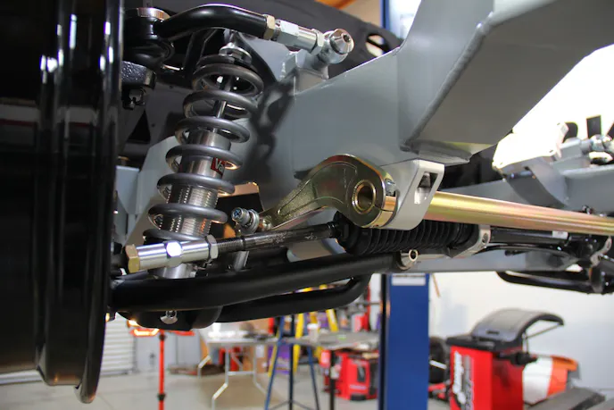 Installing the shock and spring package is a snap. Stainless steel hardware is available as an option. Alston claims this shock package has more travel than anything else on the market.