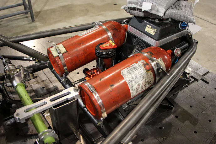 Fire bottles are next. This particular build will have the bottles mounted up front for better weight distribution.
