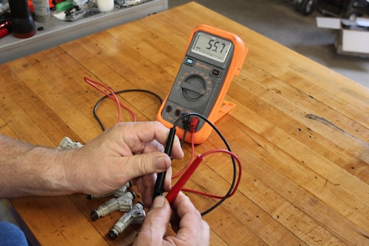 The first stop is a bit of electronic triage, where our injectors were checked for proper resistance