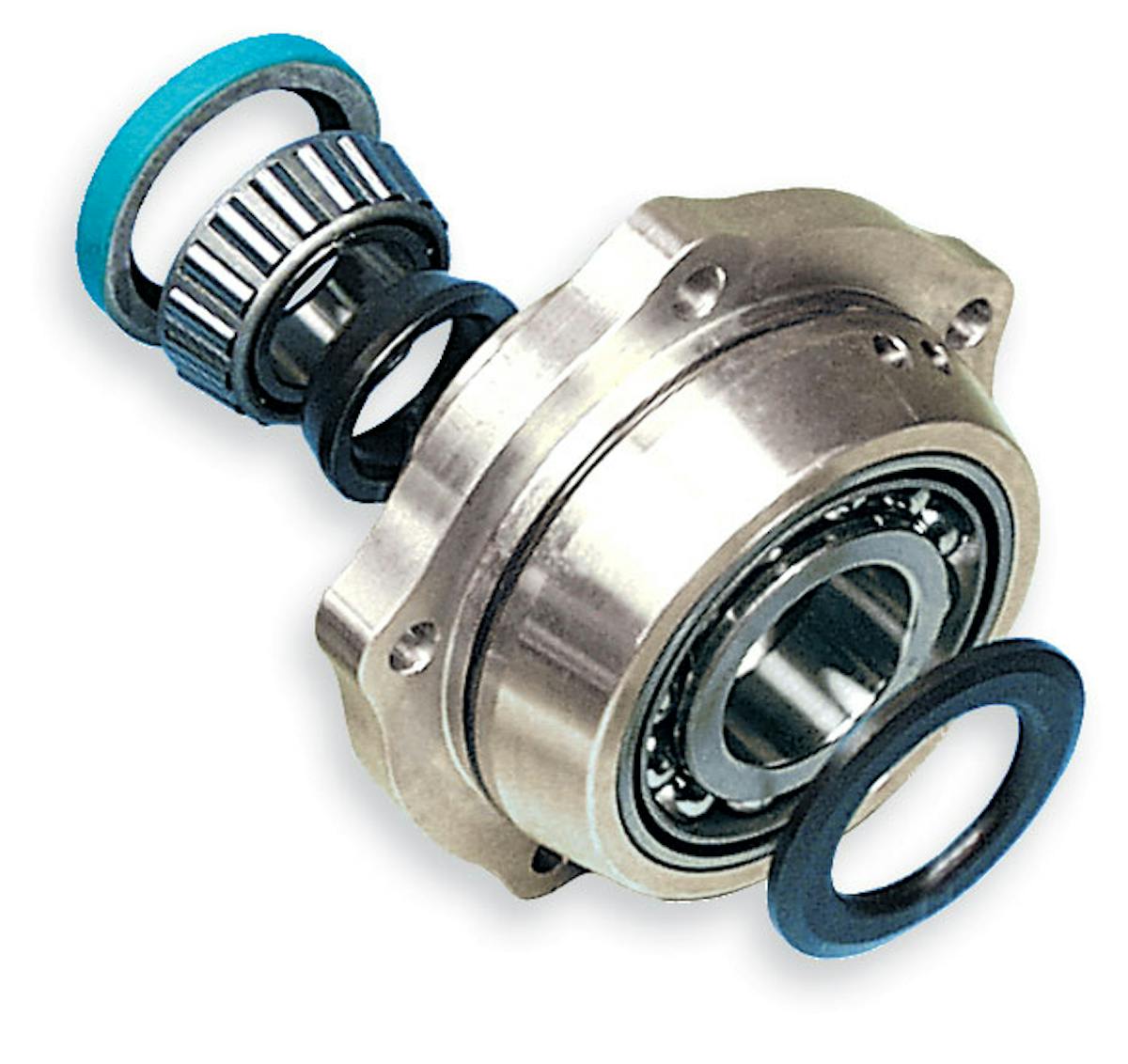Like the cases themselves, strong pinion supports are a requirement in a power-hungry third member assembly. This particular pinion support from Mark Williams is an angular conact ball bearing support for 35-spline, 9-inch housings.