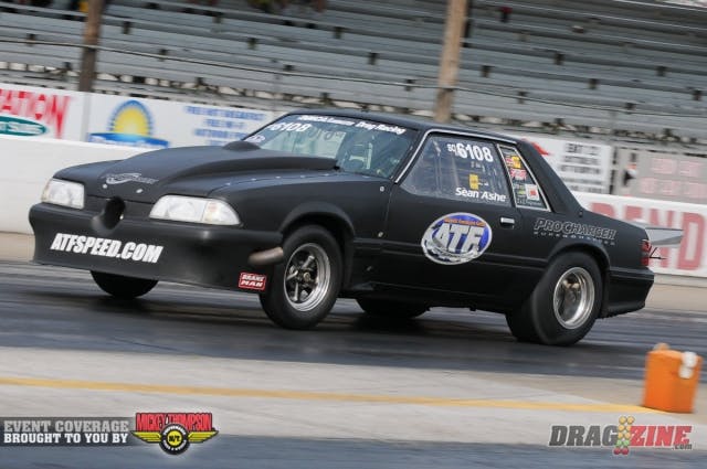 Sean Ashe charged to a 7.41 to lead the opening session of Street Outlaw this afternoon. John Kolivas, opposite of Ashe, struggled early, but put together a stout 194 mph speed at the big end.