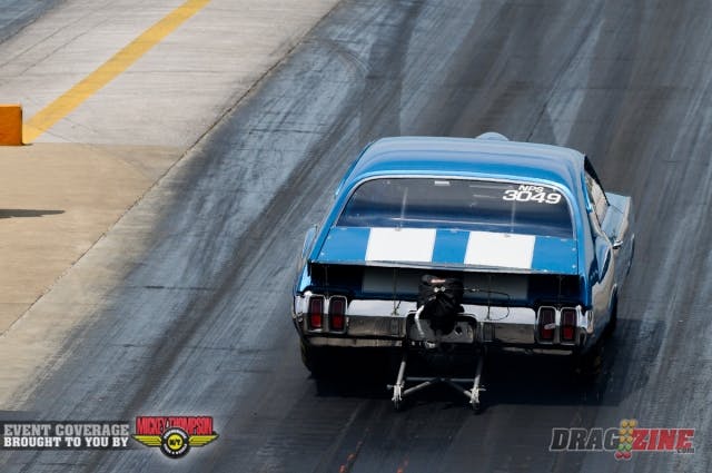 James Beil stepped up big in the first round of Nostalgia Pro Street to take advantage of Kevin Parent's struggles, advancing on to the semifinals with an 8.15. Beil will meet Danny Shemwell, who carded a stout 7.37. On the other side of the ladder, Dave Beeson, who recorded low elapsed time of the round with a 7.33, will square off with Robin Lawrence and his LSX-powered chevy Nova.