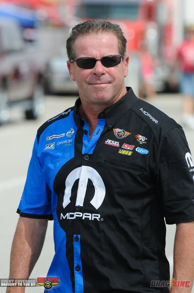 Allen Johnson was only fourth quick in the  second Pro Stock session with his 6.705, but he remains No. 1 going into tonight's qualifying.