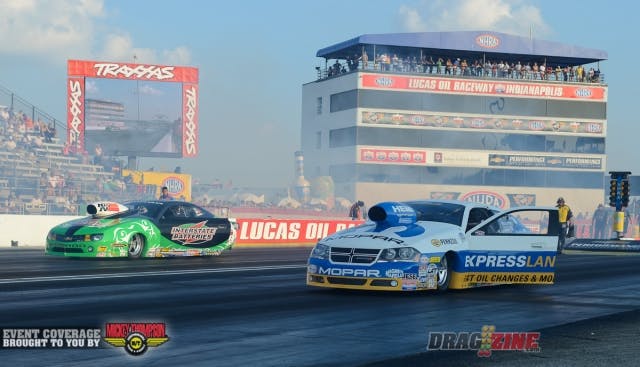 Only Shane Gray with his stout 6.665 was able to break up the Allen Johnson and Mike Edwards show, as Johnson took his Mopar to the top with a 6.661 while Edwards settle for third with his 6.669.