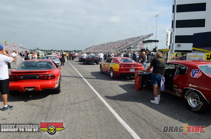 For sportsman racers, the U.S. Nationals is an annual pilgrimage to see old friends and do a little drag racing. It's a party atmosphere among diehard racers, but when the field is whittled from 128 racers down to eight, as it was today, the fun times turn serious, as a U..S. Nationals title looms large.