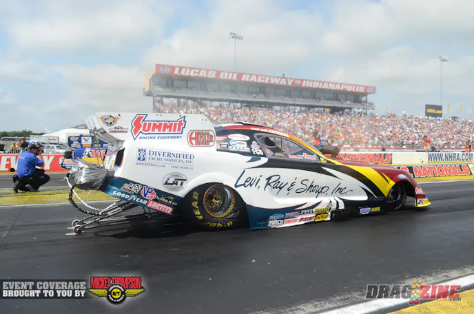 The crowd erupted when Tim Wikerson shut down the No. 1 seed in the Traxxas Shootout, Matt Hagan, with a stellar 4.08 to Hagan's 4.10. Wilkerson will race the Cruzer in the next round, while Courtney Force, the lone JFR racer remaining, will take on Jack Beckman.