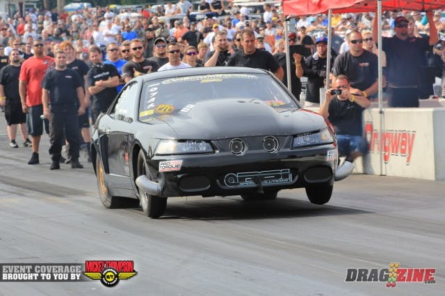 Frank Soldridge was on a pass today but was forced to lift after the front of the car came up. He ran a 2.96 330’ lifting just prior and coasted to second spot with a 4.52 @ 146 MPH.