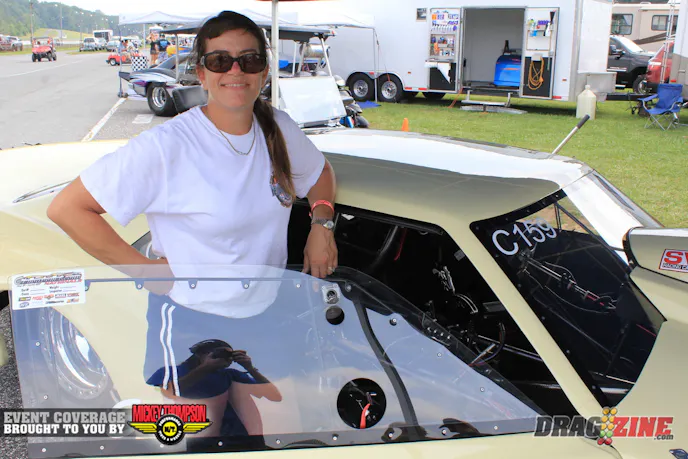 Erica Coleman drives this Top Sportsman Camaro formerly owned by Jim Halsey and is the first car in the 5’s in the class. It’s a Tim McCamis chassis with fresh paint and body by Erica’s husband and crew chief at his body shop, Purnell Body Shop. Dennis Long from Long Engine Works built the naturally aspirated 565 which is backed by a Rossler 3 speed TH 400 transmission.. Erica has been racing 8 years with this being her first full year in Top Sportsman. Erica and Dave Coleman won here last year in Super Street and Pro Street.