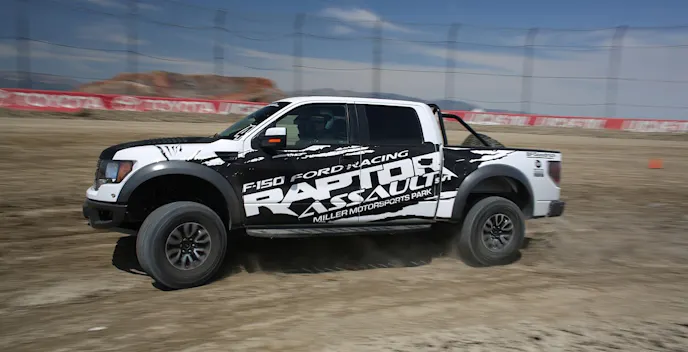 The Off-Road Short Course was the first chance to feel the Raptor land off a jump and practice driving it at any real speed.