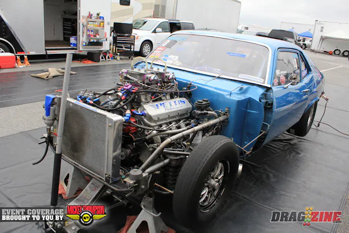 California Artis Houston made the trip east to run in Capslock Oil/ Proformance Racing Transmissions Leaf Spring. He runs a big block Chevy from Pettis Performance with Induction Solution nitrous topped with a pair of carburetors from CFM. This year he set the record in PSCA Wild Street with a 4.95 and also had the NMCA Drag Radial record with a 7.41. Sponsors include Calvert Racing, VP Racing, Freddy’s Fabrications and TRZ Motorsports.