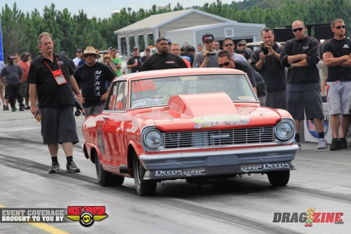 Ryan Jones has "The Toaster" here from California to run Chassis Works Outlaw 8.5. He is the sole car in the 4's with a stunning 4.84 at 156 for top qualifier.