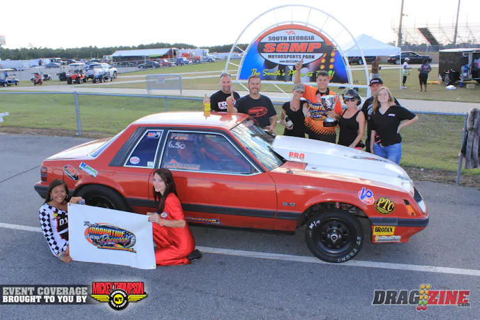 Troy Pirez Jr. entered three index classes this weekend running Open Comp, 7.0 and 7.50 taking home the win in 6.50 and going to the semi finals of 7.0. Troy was also in the winners circle here back in February at Lights Out IV with the Sanders/Pirez racing Mustang.