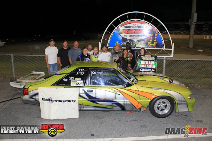 Monte Smith/Holley and Steve Schmidt racing Engines sponsored Outlaw Drag Radial this weekend and Chris Tuten showed them how it's done by running the table in class. He was in the 4.40's as well for most runs then laying down a stellar 4.37 at 180.33 MPH in the final with number six qualifierTony Ridenour.