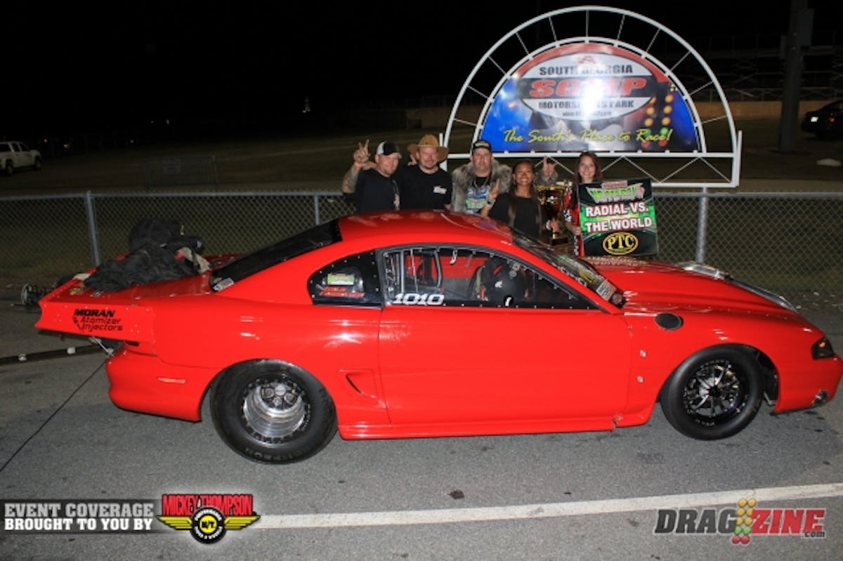 There was some great competition  and some real upsets this weekend in PTC Radial vs the World with Kevin Mullins earning the win and a new record with a 4.208 Mullins was quicker every round Sunday meeting up with Candido Sanchez in the final running a 4.29 at 189 MPH for the win. The High Point North Carolina racer runs a 1997 Mustang with a 521 cubic inch Hemi few by twin turbos.