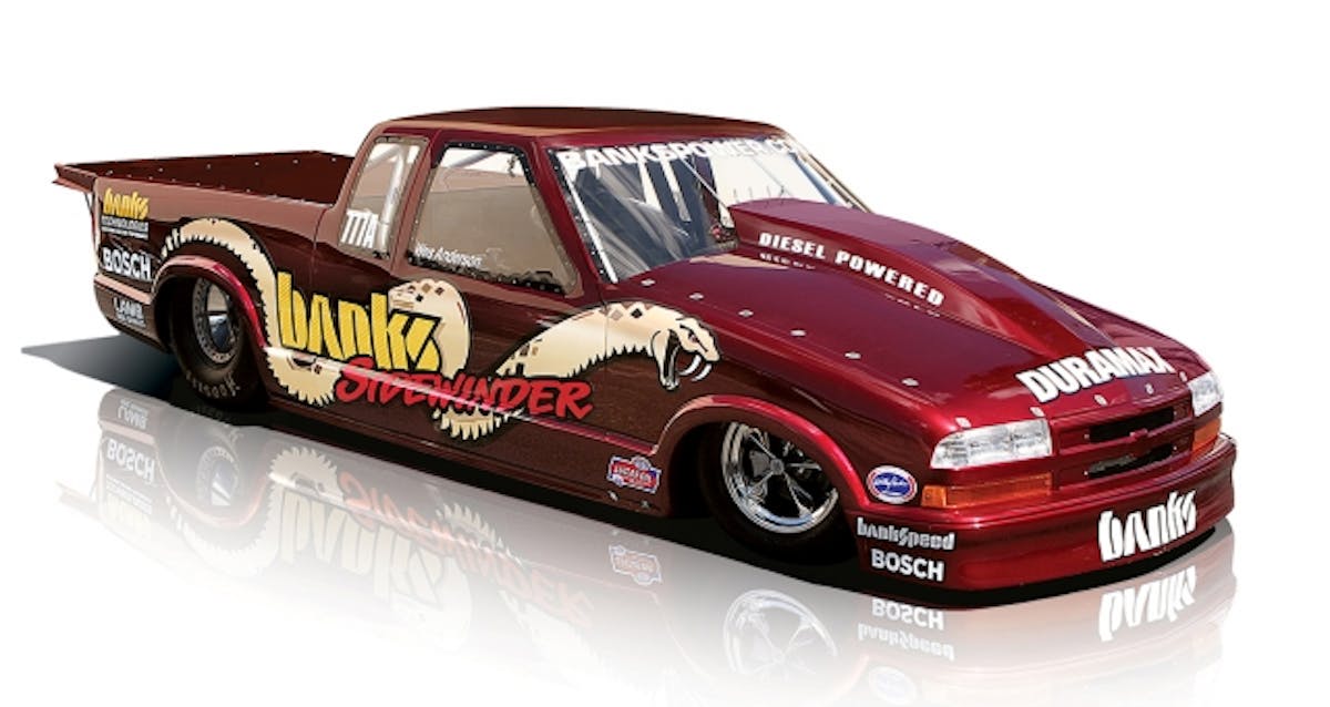 Once again, Banks was a head of the curve. This 2007 S-10 drag truck is able to produce 1,250 horsepower almost as cleanly as a factory gasoline street car. The first pass down the track at an NHRA event, most spectators didn't even know it was a diesel!