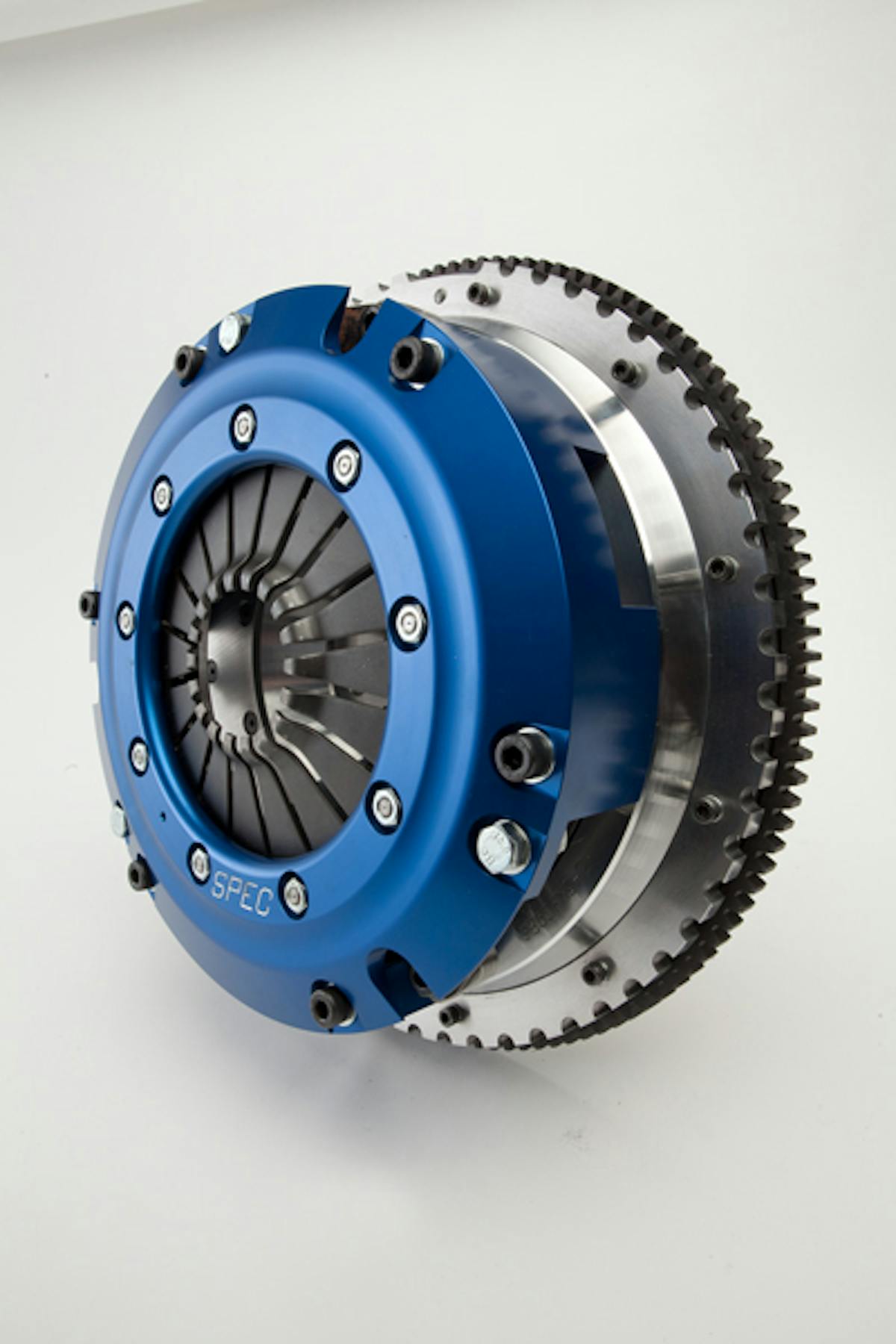 SPEC's Super Twin clutch is designed for street and track cars making extreme horsepower and torque - up to 1,500 foot-pounds. Its design offers near-stock drivability thanks to the holding power the pair of discs offers. They are available in organic, fiber, and full-metallic facings.