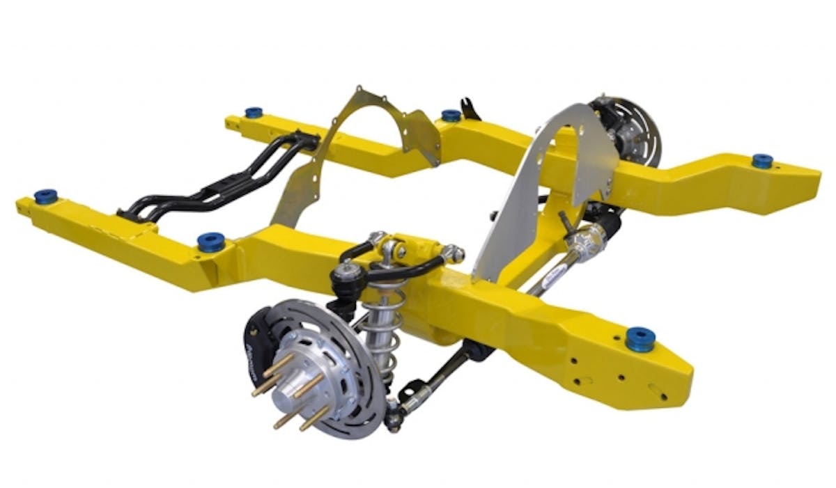 The Drag Race System is meant just for the track. Fabricated spindles, rack and bumpsteer tie-rods along with billet long travel coil over shocks definitely mean business.