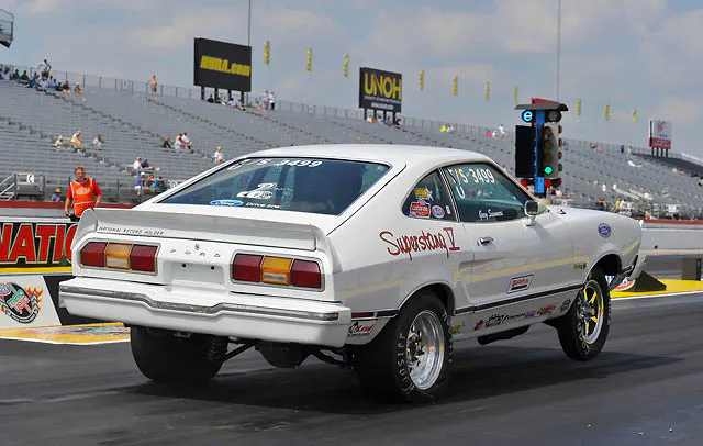 Gary Summers' '78 Mustang, which earned the esteemed honor of qualifying atop the Stock Eliminator field. Image courtesy of Ford Racing