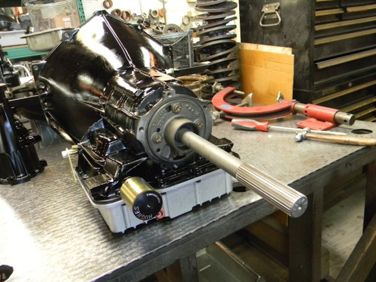 The governor support is now installed install onto the case. Hughes has used a new bushing in the governor support to support the output shaft.