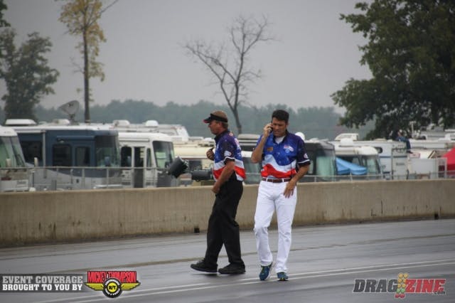 Mother Nature has not been kind this weekend, as we’ve had several rain delays, but Bill Bader, Jr., Kurt Johnson and the rest of the track staff are determined to return to race action, and have had the jet dryer and other track-drying and track-prep equipment out as often as necessary. They’re aiming to have a green track by 5 p.m.