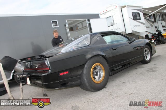 This marks Charlie Frantz’s first race with BD2300 heads where BD2000 heads used to sit. The 430 cubic-inch engine in his ’87 Trans Am gets a jump from twin Garrett 88mm turbos, and while his previous best was a 5.02, he’s optimistic the head swap will swing him toward the 4.60s. He posted a 5.11 in a test hit yesterday as he continues to sort out his tune and is ready for today’s first round of VP Race Fuels Outlaw Limited Street qualifying.