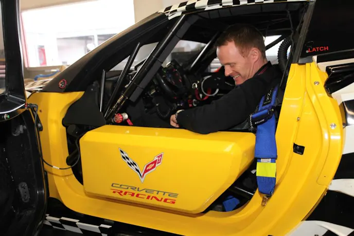 Robin Liddell, the new boy in the #4 Corvette, getting comfortable.