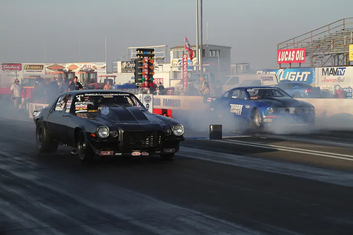 Al Jimenez (left) and Rick Snavely prepare for a side by side run in testing.