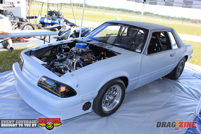 Richard Ness recently finished up this Mustang for his brother Mark. He is running a 421 cubic inch small Chevy purchased from 5.50 Index racer Ryan Thorpe and is also competing in OL 632 this weekend so Mark can get some seat time in the new car. Once the car is dialed in Mark will be running Ultimate Street or X275.