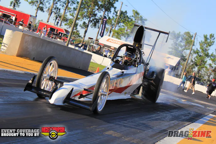 Kenny Gonyo drives this blown dragster in Open Outlaw putting up some 4.30's so far today. The team will be looking for more tonight and during qualifying on Saturday.