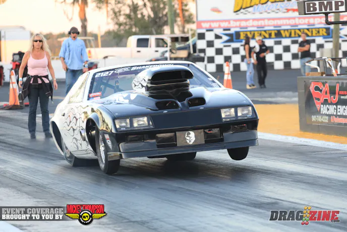 Dave French ran well with his OL 632 Camaro this afternoon recording a 4.71 and a 4.67 at 145 on this pass. French runs a Nelson Competition big Chevy with Induction Solutions nitrous systems.