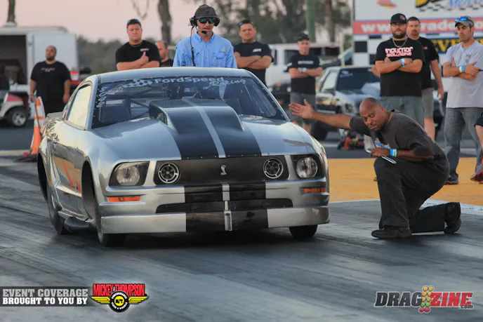 Local Outlaw 10.5 racer Rob Wells made soem changed to his car and is running Outlaw Pro Mod this weekend sporting some fresh new Pro Mod size tires out back. We will talk with Wells later about any future plans in this configuration.