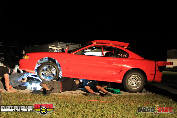 Aaron Gramer made some clean hits, then after the session went to work making a converter change on the Tarpon Springs based Mustang.