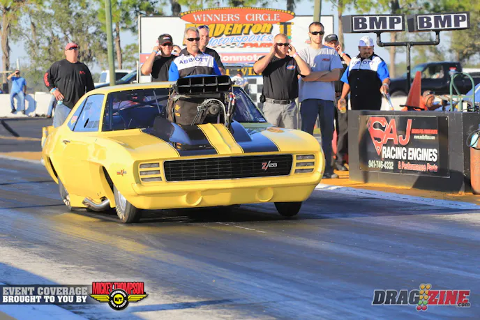 After just seven runs on the new car Robert Abbott is making progress running a 4.17 ay 177 in a round two loss to Josh Klugger. The team is very pleased with their performance this weekend.