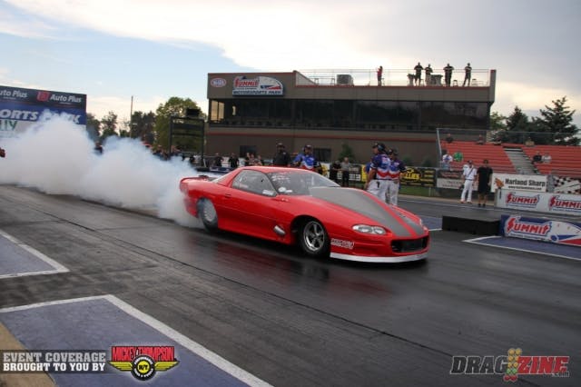 After one round of qualifying in LaFontaine Automotive Outlaw 10.5, Nick Agostino is on top of the pack with a 4.17 at 188 mph.