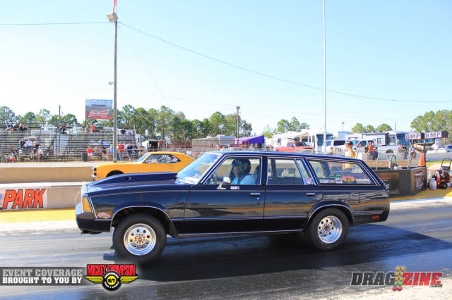 "Superstock" Bob DeMilt (near lane) works the water box here at Bradenton Motorsports Park but was off Saturday and Sunday to compete in 7.50 Index where he met with multi event winner here Robert Wilson. The all Chevy battle had Wilson out first with a .061 light and going on to earn the win. This is Bob's first final round appearance here at Bradenton.